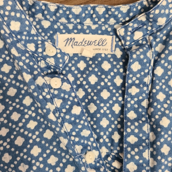 Madewell Denim Print Half Button Popover Shirt- size small - Picture 3 of 3